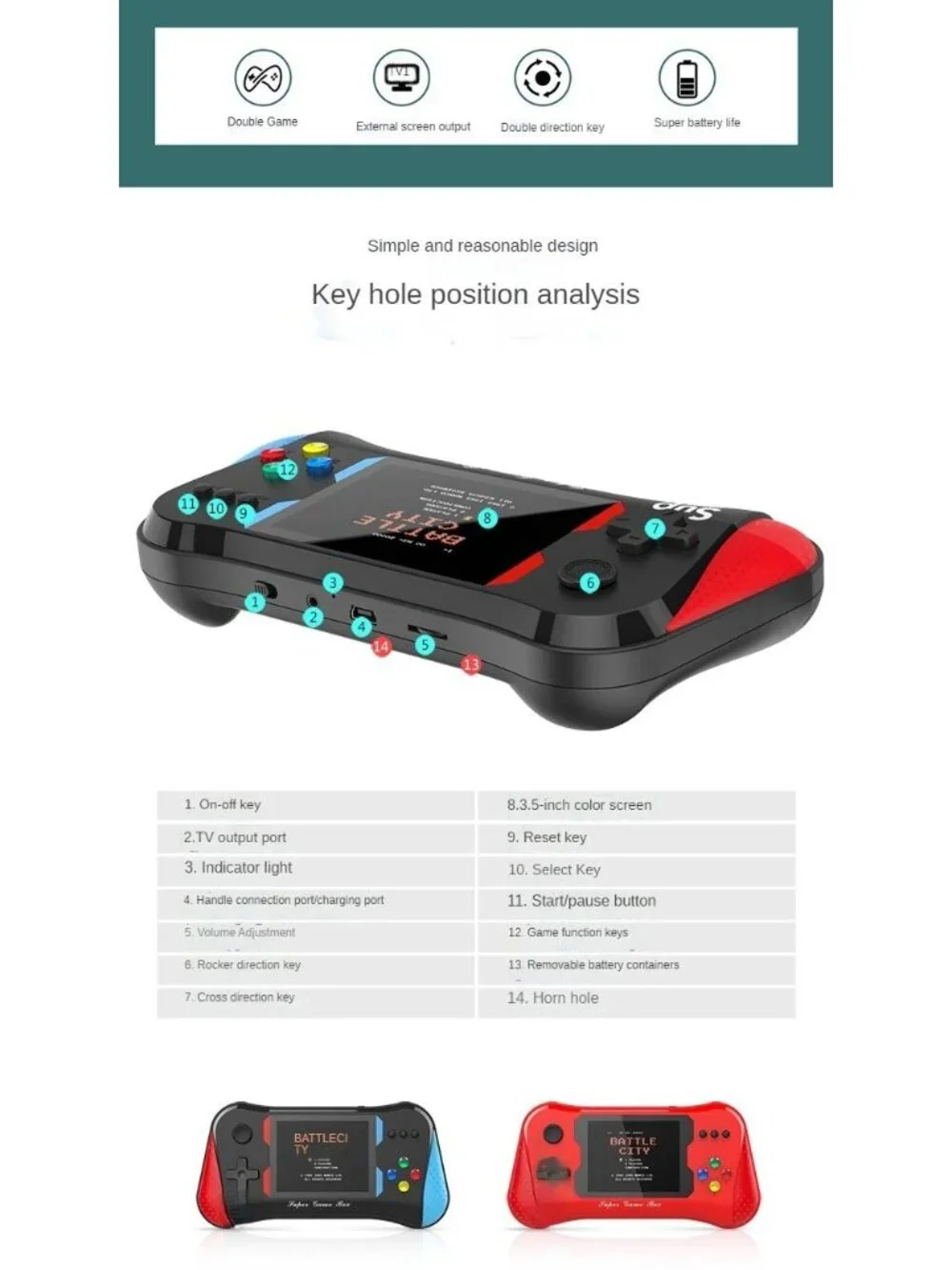 OH YOUTH Joystick 500 in 1 Handheld Console Game Model X7M 3.5 Inch